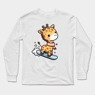 Cute giraffe Snowboarding Long Sleeve T-Shirt